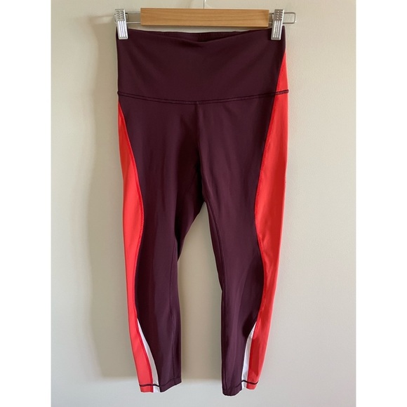 Lululemon Kick Serve Sweat Tight 25" Bordeaux Drama / Vivid Flame / White size 6 - Picture 5 of 10